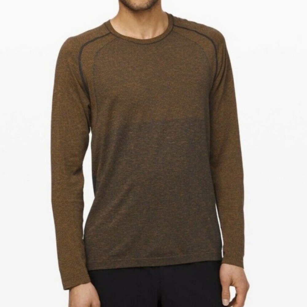 Lululemon Men's Metal Vent Tech 2.0 Fools Gold True Navy Brown Shirt Medium